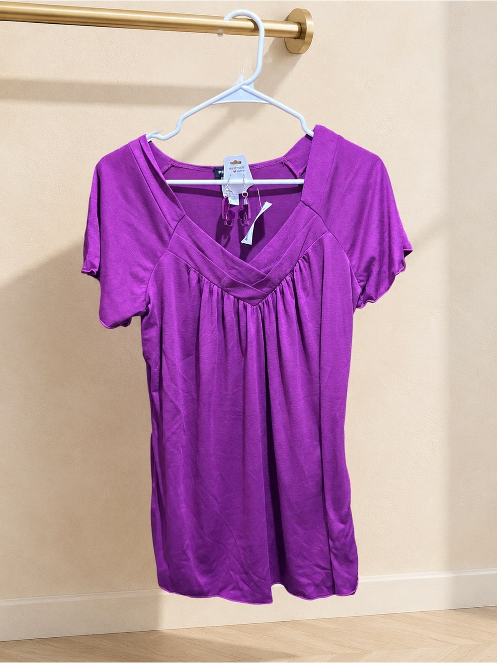 PerSeption Concept Magenta Top & Glitter Heart Earrings Size L
